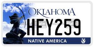 HEY259  license plate in OK