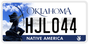 HJL044  license plate in OK
