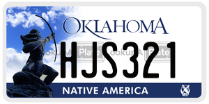 HJS321  license plate in OK