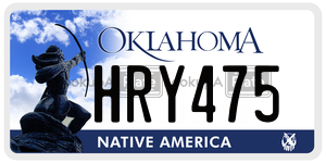 HRY475  license plate in OK
