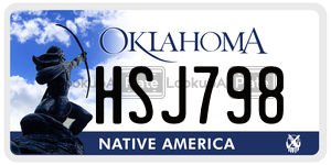 HSJ798 license plate in Oklahoma