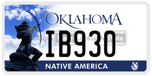 IB930  license plate in OK