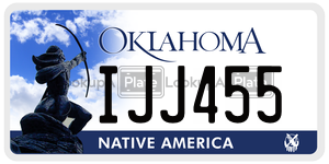 IJJ455  license plate in OK