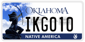IKG010 license plate in Oklahoma