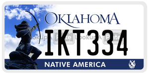 IKT334 license plate in Oklahoma