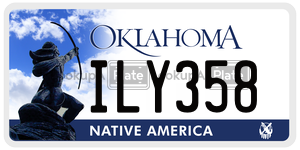 ILY358 license plate in Oklahoma