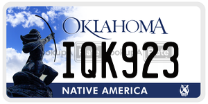 IQK923  license plate in OK
