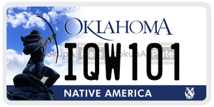 IQW101 license plate in Oklahoma