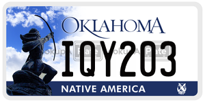 IQY203  license plate in OK
