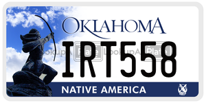 IRT558  license plate in OK