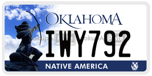 IWY792  license plate in OK