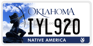 IYL920 license plate in Oklahoma