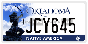 JCY645  license plate in OK