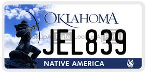 JEL839  license plate in OK