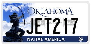 JET217 license plate in Oklahoma