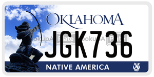 JGK736  license plate in OK