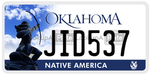 JID537  license plate in OK