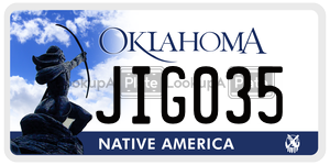 JIG035 license plate in Oklahoma