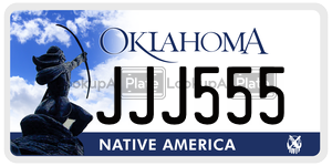 JJJ555 license plate in Oklahoma