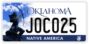 JOC025  license plate in OK