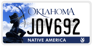 JOV692 license plate in Oklahoma