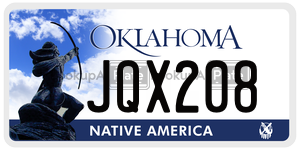 JQX208 license plate in Oklahoma
