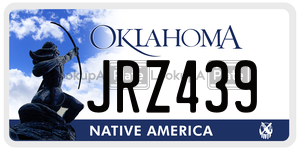 JRZ439  license plate in OK