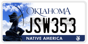JSW353 license plate in Oklahoma