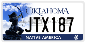 JTX187  license plate in OK