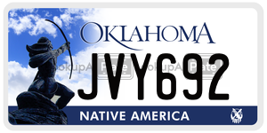 JVY692  license plate in OK