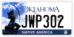 JWP302  license plate in OK