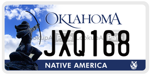 JXQ168  license plate in OK
