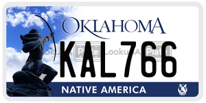 KAL766  license plate in OK