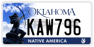KAW796  license plate in OK