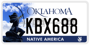 KBX688 license plate in Oklahoma