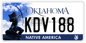 KDV188  license plate in OK