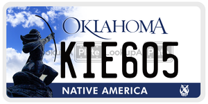 KIE605 license plate in Oklahoma
