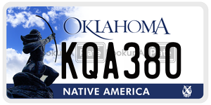 KQA380 license plate in Oklahoma