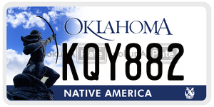 KQY882  license plate in OK