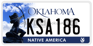 KSA186  license plate in OK