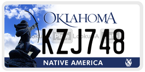 KZJ748 license plate in Oklahoma