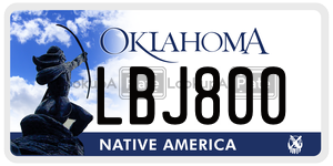 LBJ800 license plate in Oklahoma