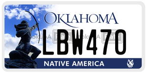 LBW470  license plate in OK