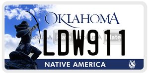LDW911 license plate in Oklahoma