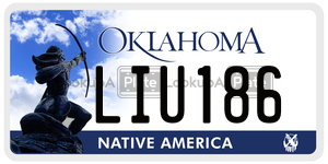 LIU186  license plate in OK