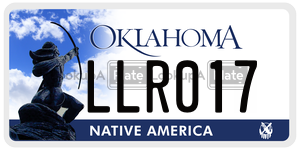 LLR017  license plate in OK