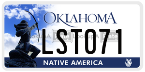 LST071  license plate in OK