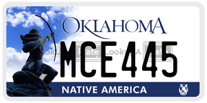 MCE445  license plate in OK