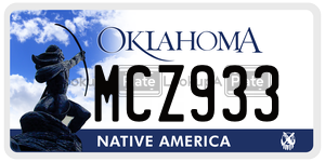 MCZ933  license plate in OK