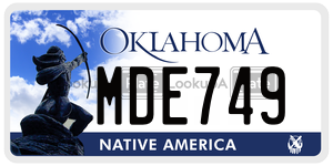 MDE749  license plate in OK